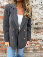 Full Size Double Breasted Long Sleeve Blazer Plus Size