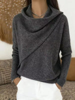 Full Size Solid Color Cowl Neck Sweater Plus Size