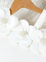 Children's Floral Applique Tank Top & Pleated Skirt Set