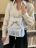 Lace Trim Bow Decor Backpack Bag