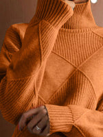 Argyle Pattern Turtleneck Sweater