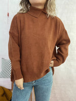 Slit Turtleneck Long Sleeve Sweater