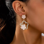 Lucky Clover Dangle Earrings with Rhinestone Accents