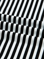 Stripe Double-layer Cold Shoulder Long Sleeve Top