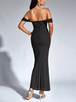 Off-Shoulder Ruched Mermaid Maxi Dress