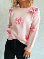 Bow Round Neck Long Sleeve Sweater
