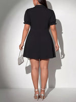 Plus Size Surplice Short Sleeve Mini Dress