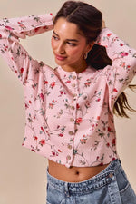 SO ME Floral Print Button Front Sweater Cardigan Top