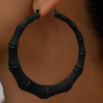 Stainless Steel Textured Hoop Earrings
