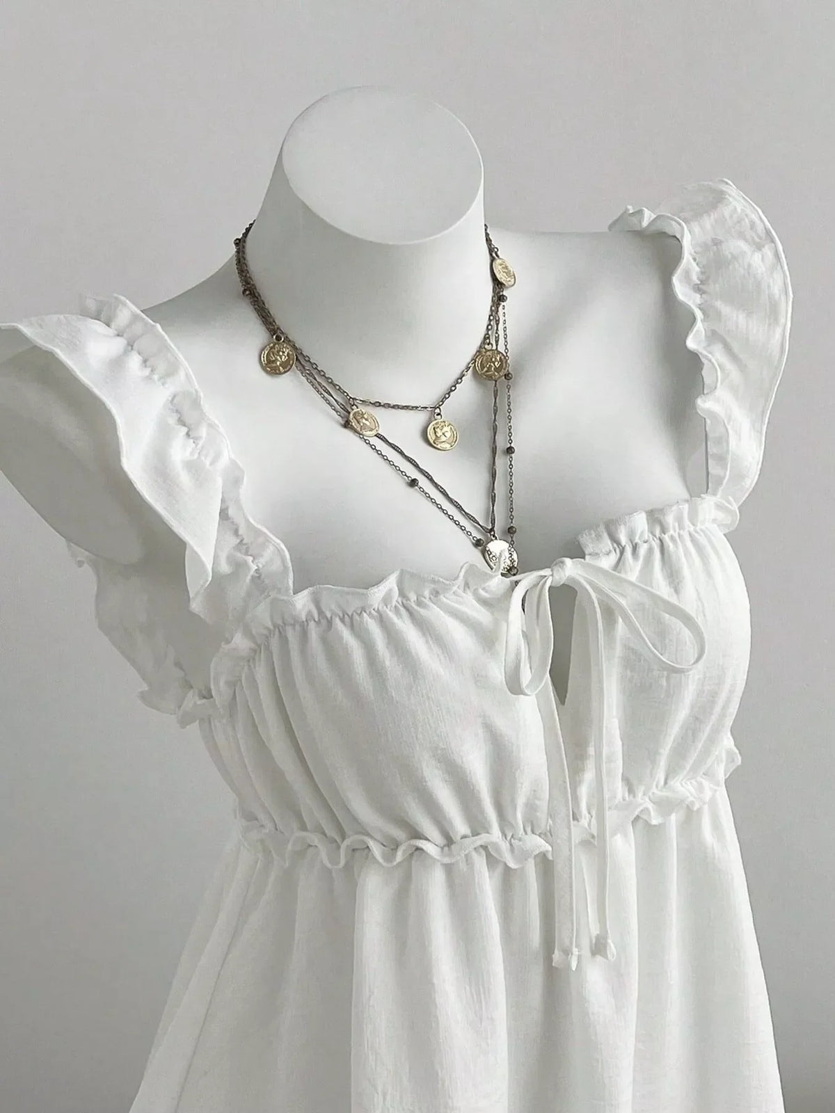 Frill Tie Front Mini Dress