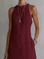 Full Size Sleeveless Lace Trim Midi Dress Plus Size