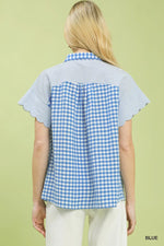 Umgee Mixed Gingham Short Sleeve Shirt