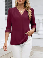 V-Neck 3/4 Sleeve Blouse