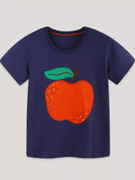 Children's Apple Embroidered Short Sleeve T-Shirt