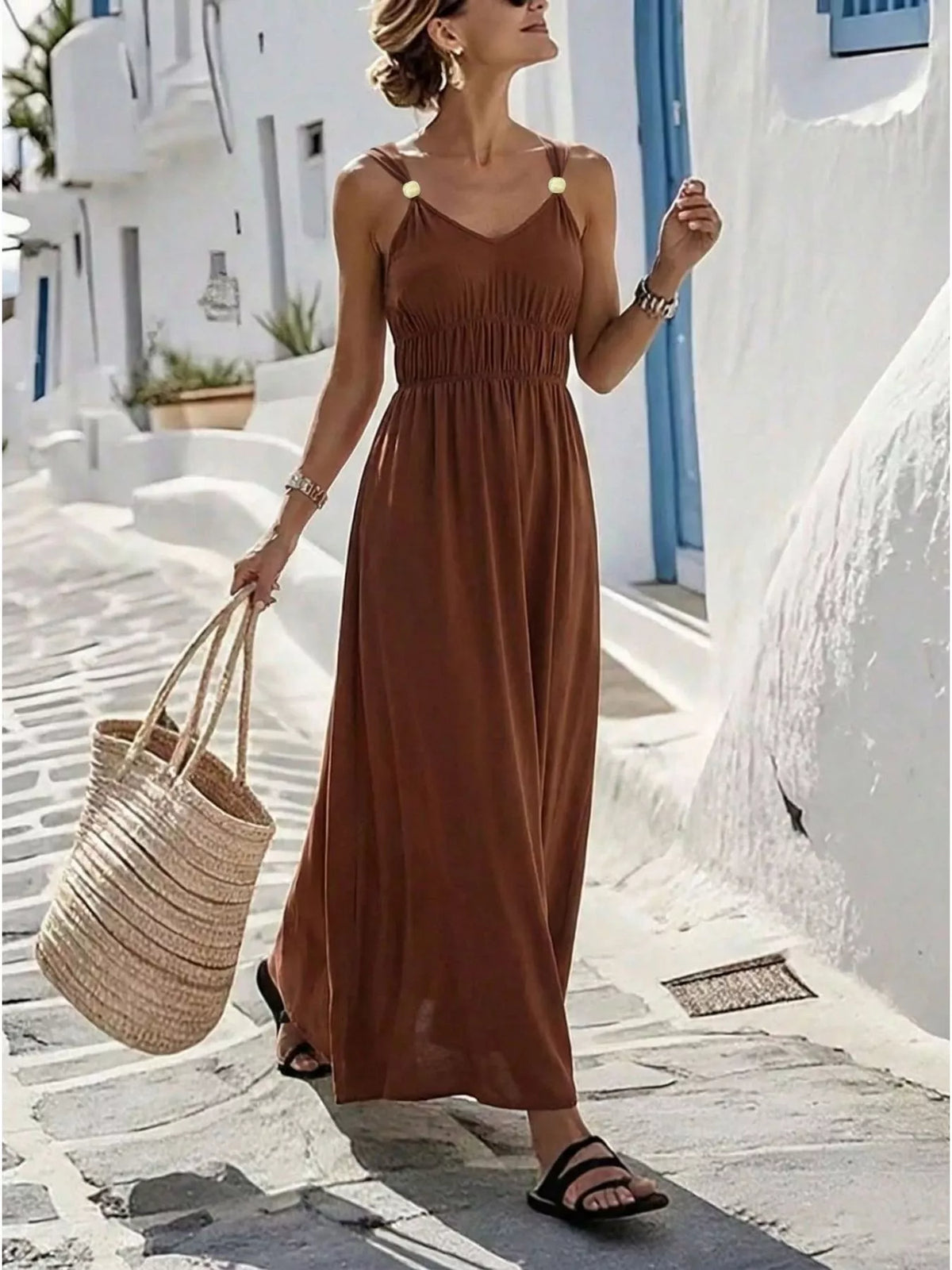 V-Neck Sleeveless Maxi Dress