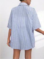 Striped Button Up Shirt and Shorts Set