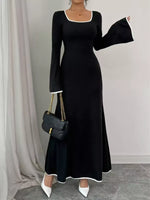 Square Neck Flare Sleeve Maxi Dress
