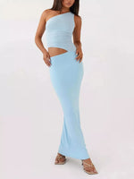 Full Size One-Shoulder Top and Maxi Skirt Set Plus Size