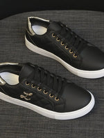 Quilted Platform Sneakers with Metallic Gold Accents