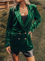 Velvet Lapel Collar Button Up Blazer