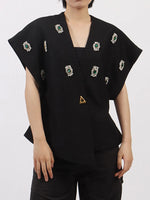 Plus Size Rhinestone Relaxed Fit Vest Coat