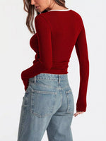Contrast Trim Long Sleeve Top