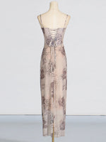 Printed Sweetheart Neck Bodycon Maxi Dress