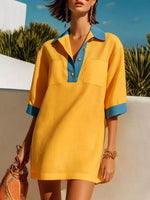 Contrast Trim Half Sleeve Dress