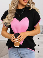 Valentine's Day Heart Graphic Short Sleeve Sweater