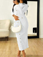 Textured Long Sleeve Midi Dress