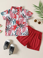 Children's Tropical Leaf Print Shirt & Shorts Set