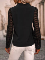 Notched Long Sleeve Blouse