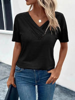 Short Sleeve V-Neck Ruched T-Shirt