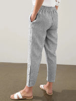 Full Size Striped Side Button Detail Pants Plus Size