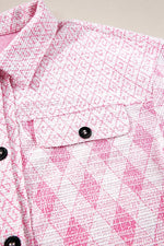 Geometric Print Textured Flap Pocket Shacket