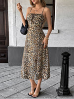 Smocked Leopard Midi Cami Dress