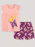 Children's Butterfly Ruffle Sleeve Top & Shorts Set