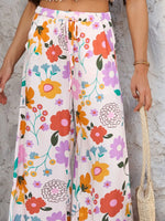 Devine Drawstring Printed Wide Leg Pants