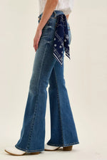 Judy Blue Mid Rise Jaqueline Flare with Triple Needle Back Pkts and Bandana Loop