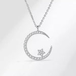 Crescent Moon Star Pendant Necklace