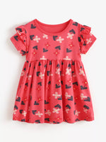 Children's Floral Print Ruffle Sleeve Casual Dress