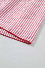 Stripe Bow Knot Straps Contrast Trim High Waist Ruffle Hem Maxi Dress