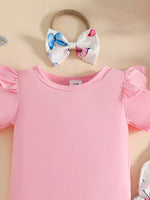 Children's Ruffled Bodysuit and Dress Set with Headband