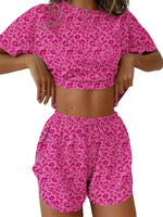 Printed Round Neck Tee and Shorts Set