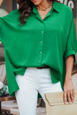 Collared Neck Three-Quarter Sleeve Shirt