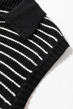 Stripe Turn-Down Johnny Collar Sweater Vest