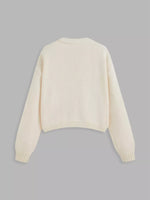 Floral Applique V-Neck Knit Cardigan