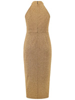 Slit Ruched Mock Neck Sleeveless Dress