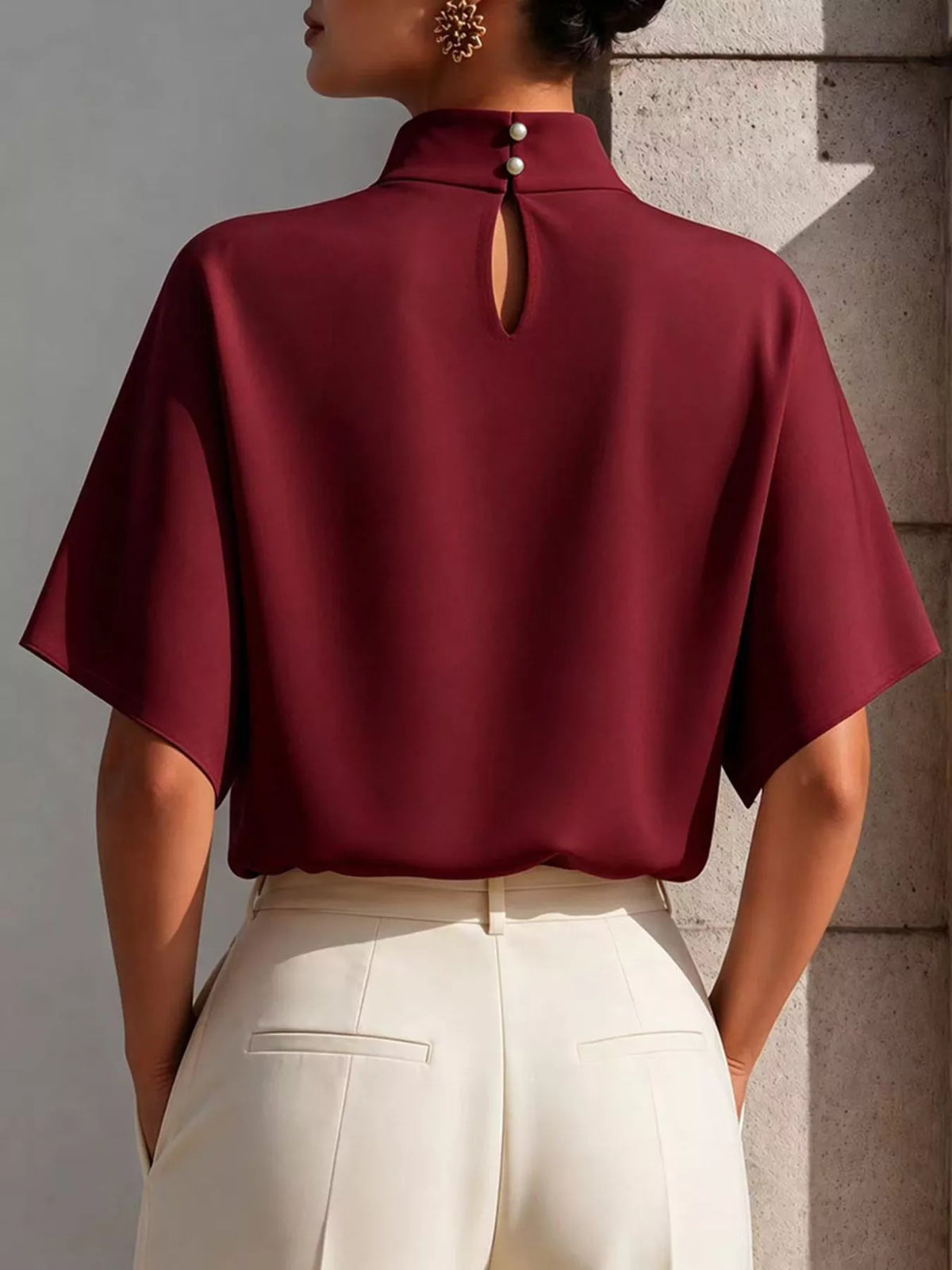 Mock Neck Short Sleeve T-Shirt