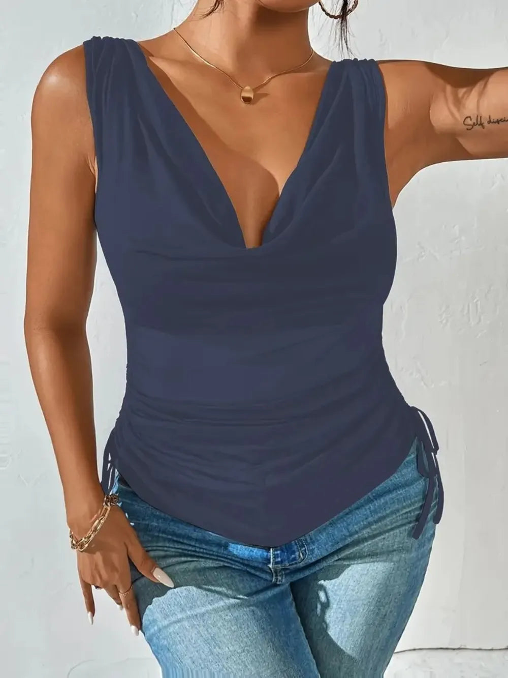 Side Drawstring Ruched Tank